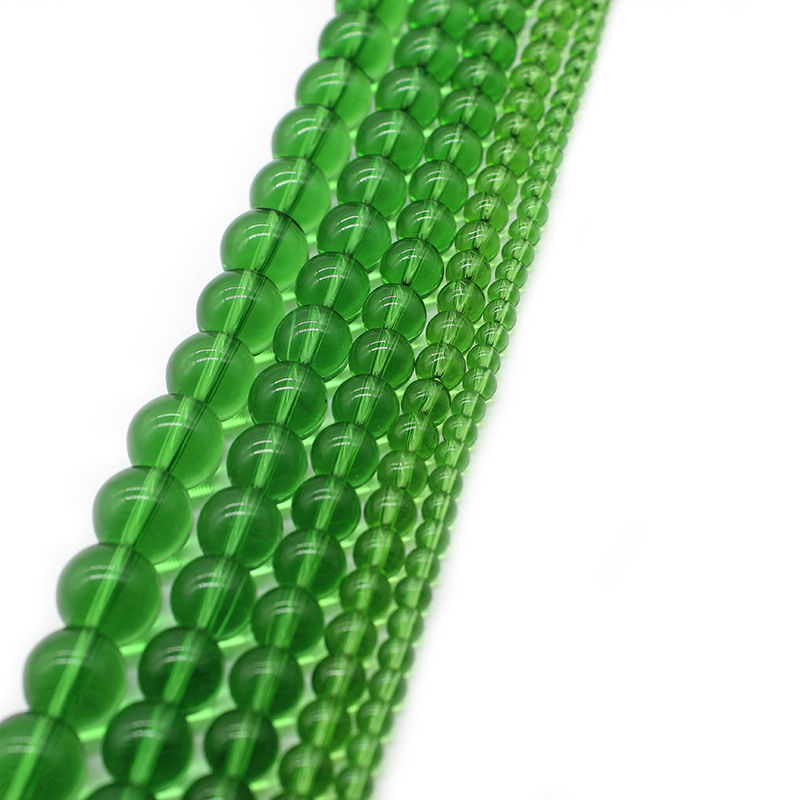 Embroidery Glass Beads - Natural Stone Smooth Green Glass Beads