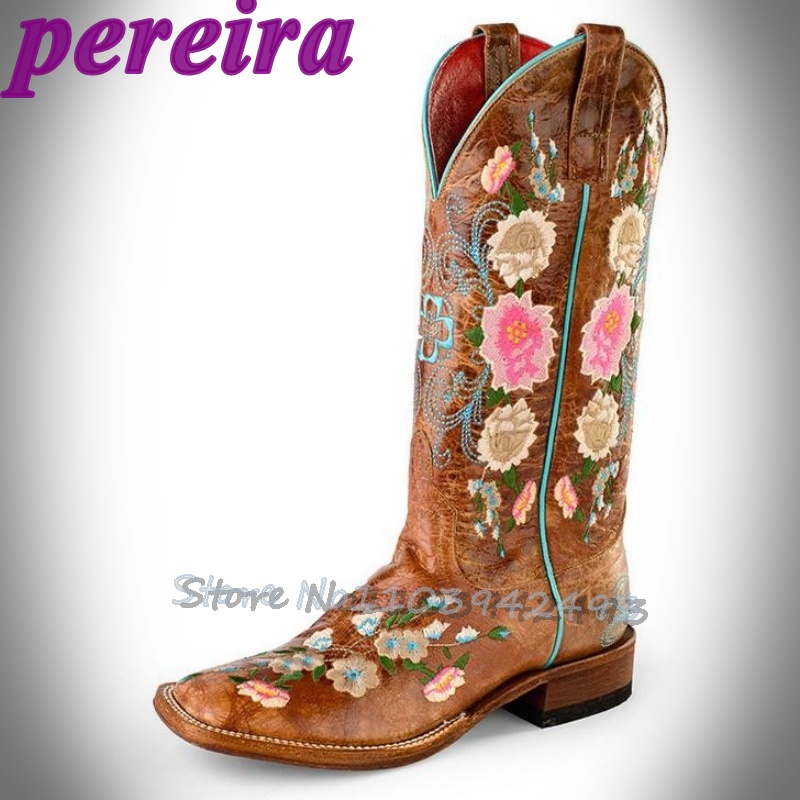 Embroidery Flower - Embroidered Flower Boots Rose Garden Botas