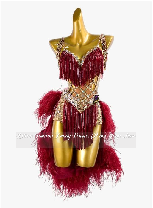 Embroidery Glass Beads - Custom Red Luxury Cocktail Dress Fringe