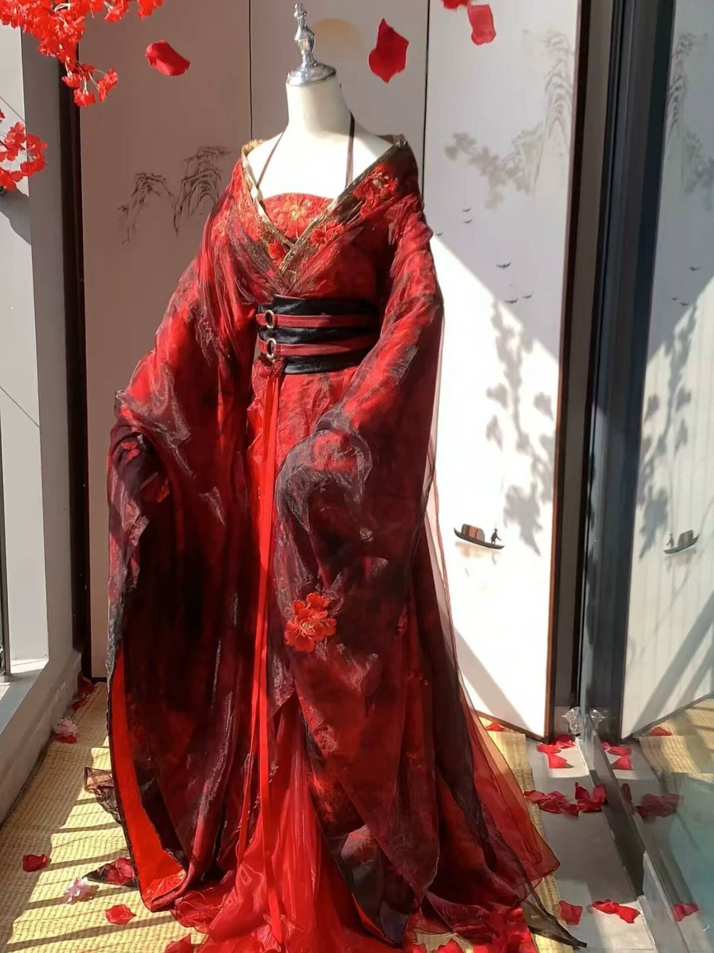 Embroidery Red - New Datura Red Hanfu Women Ancient