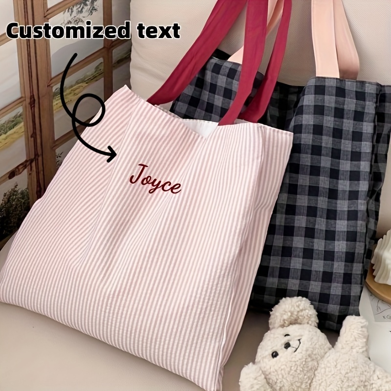 Embroidery Names - Custom Name Embroidery Tote Bag Women