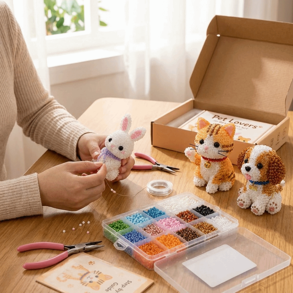 Embroidery Kit Set - Handmade DIY Animal Bead Embroidery Kit