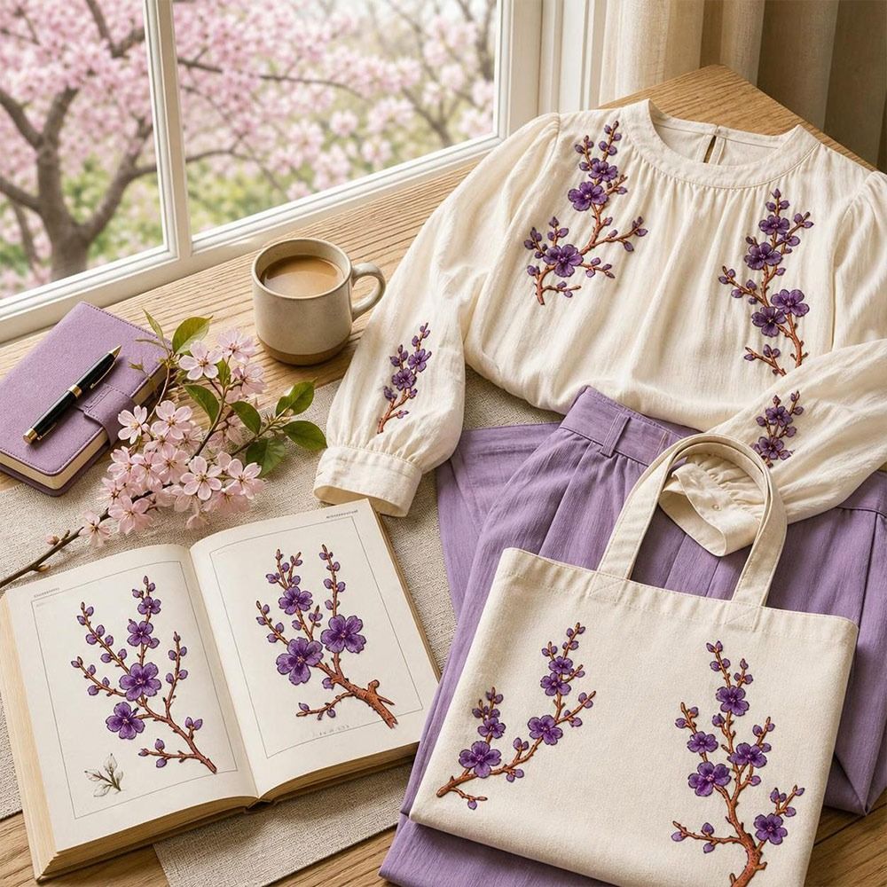 Embroidery Patches - DIY Cherry Blossom Iron On Patches