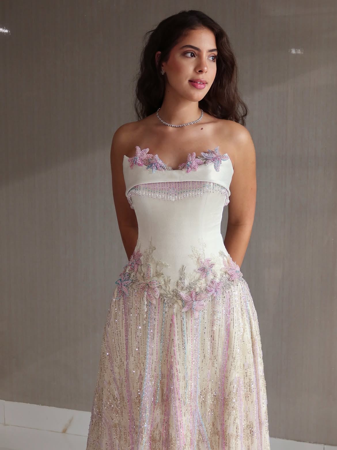 Embroidery Glass Beads - LumiGown2026Custom Strapless Evening Gown 3D Butterfly