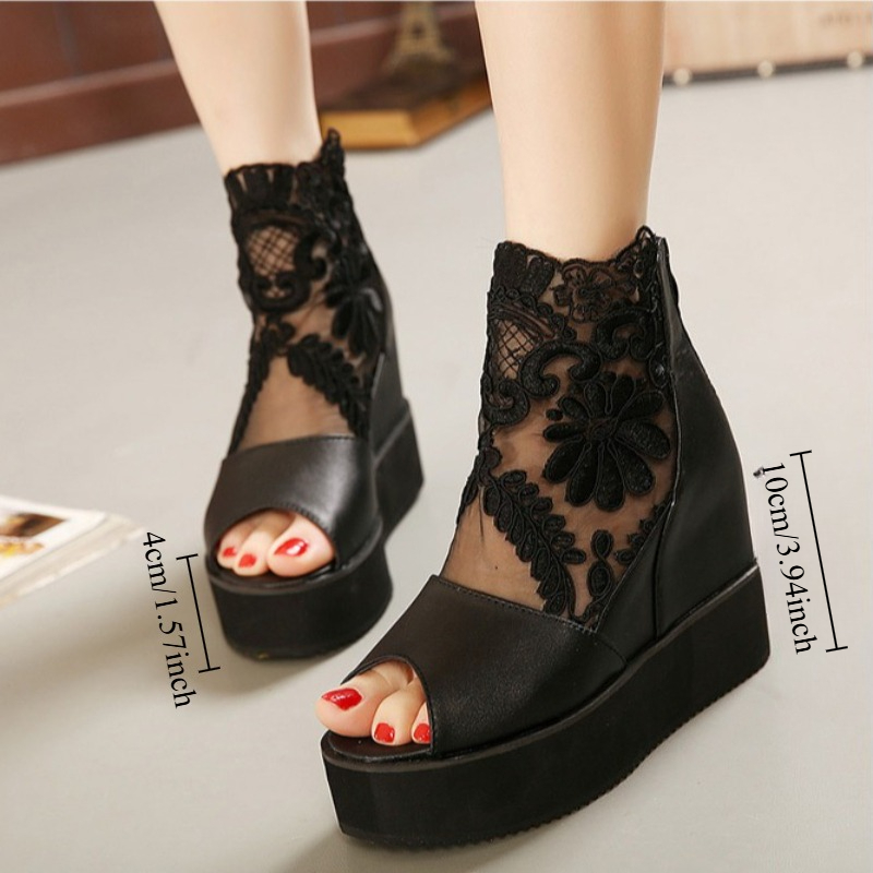 Embroidery Flower - Super High Heels Lace Summer Sandals