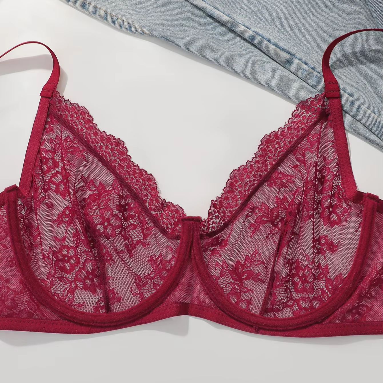 Women Plus Size Red Lace Sheer - Embroidery Red review and price