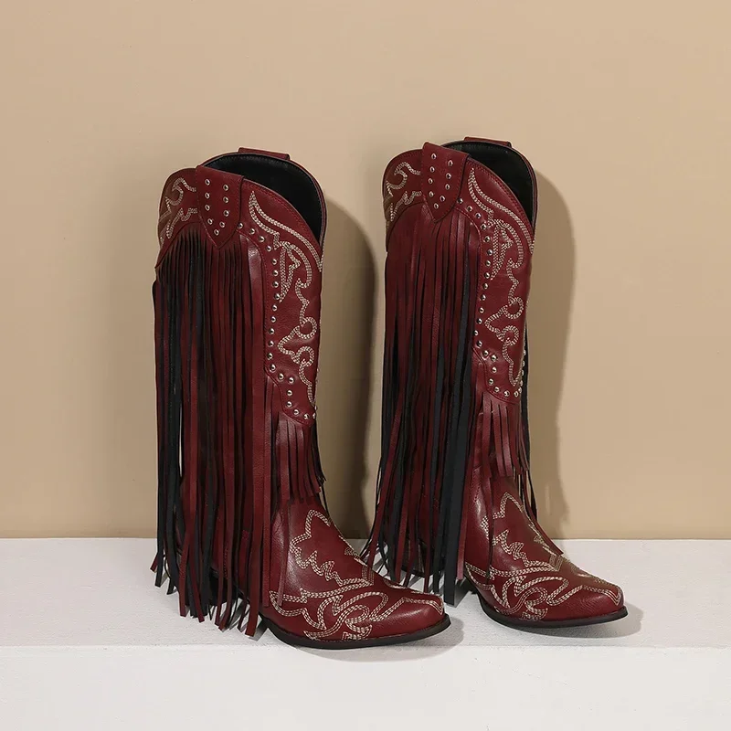 Fringe Rivet Western Women Mid - Embroidery Red review and price