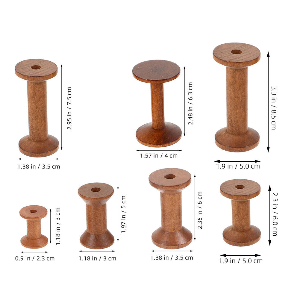 7Pcs Wooden Thread Spools Vint - Embroidery Threads review and price