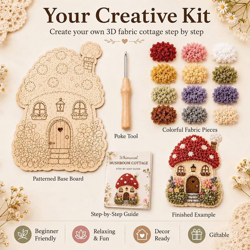 3D Mushroom House Poke Art DIY - Embroidery Kit Set review and price