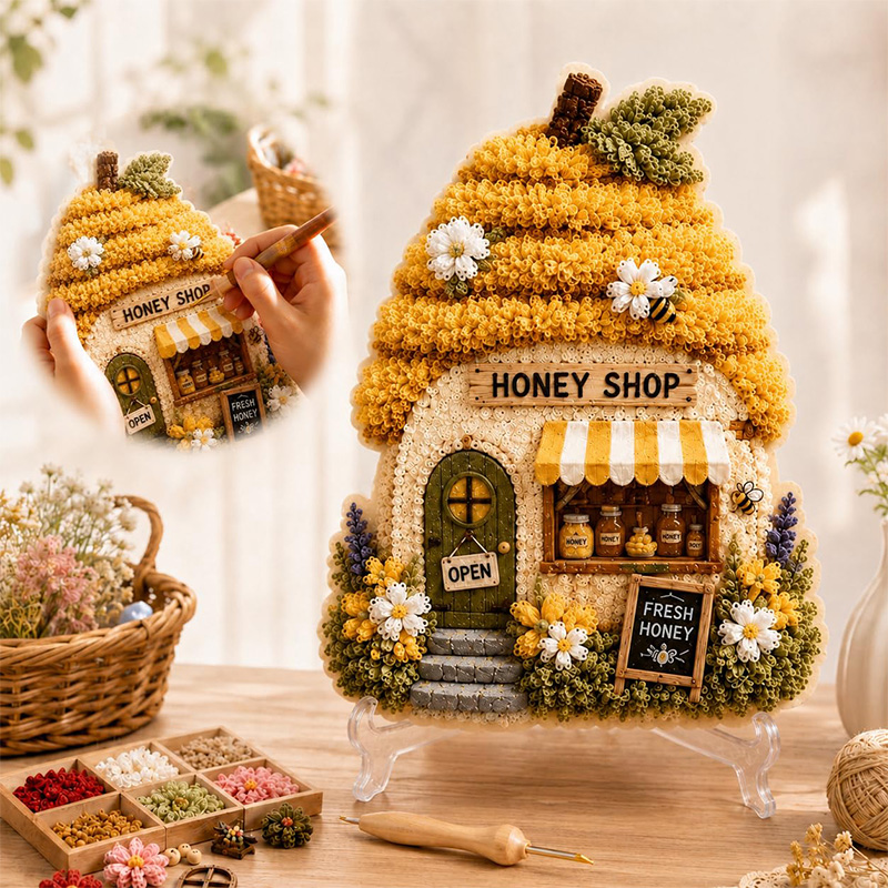 3D Mushroom House Poke Art DIY - Embroidery Kit Set review and price