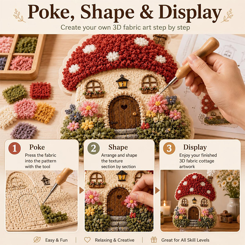 3D Mushroom House Poke Art DIY - Embroidery Kit Set review and price