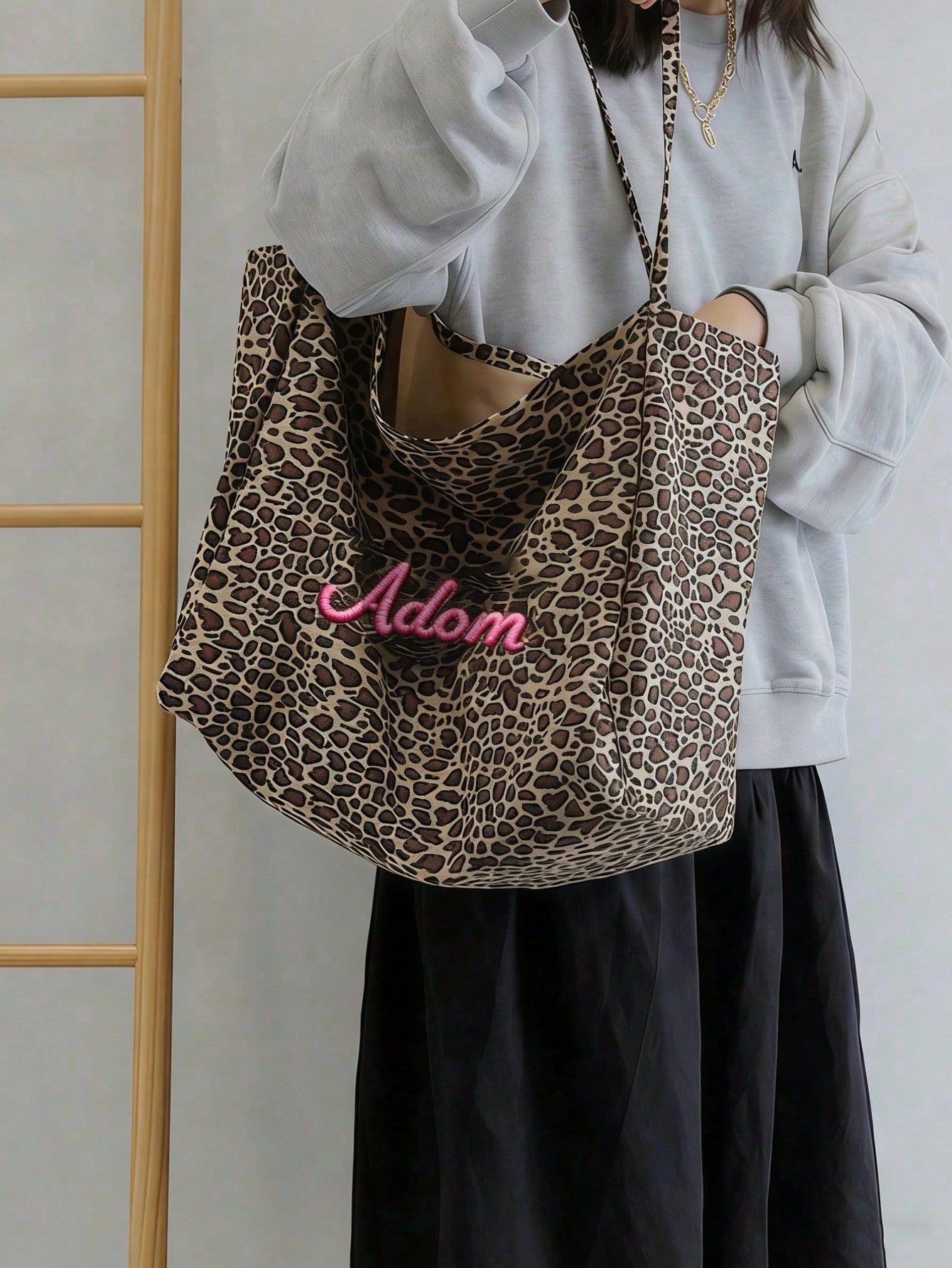 Custom Name Leopard Print Tote - Embroidery Names review and price