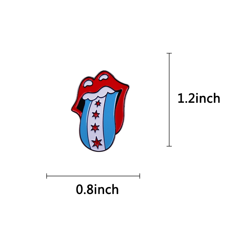 Chicago Flag Enamel Pin Music  - Embroidery Lips review and price