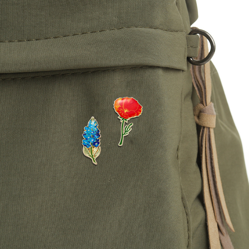 Pretty Flower Theme Enamel Pin - Embroidery Lips review and price