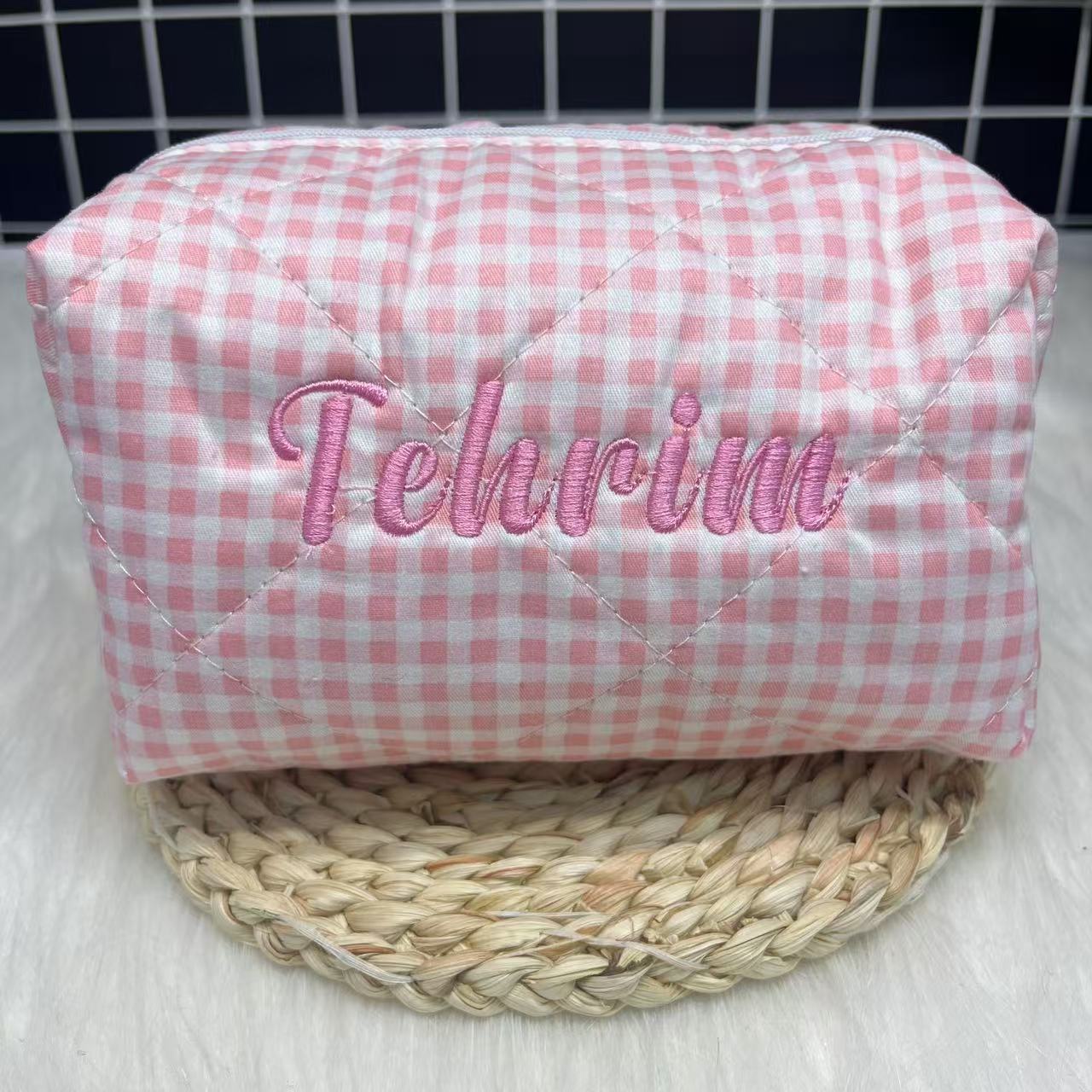 Large Capacity Striped Cosmeti - Embroidery Names review and price